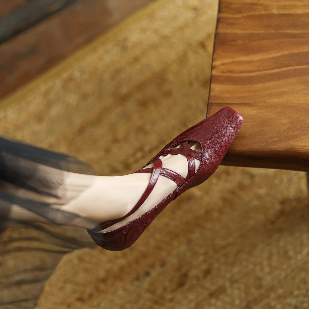 Vittoria Leather Crossband Heels