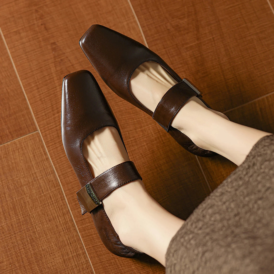 Verena Square Toe Leather Flats