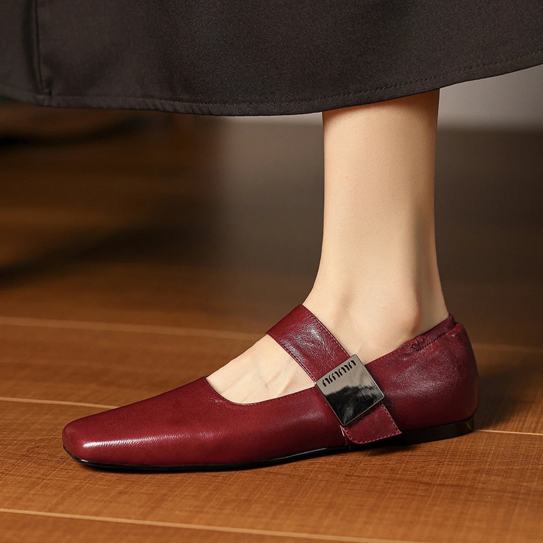 Verena Square Toe Leather Flats