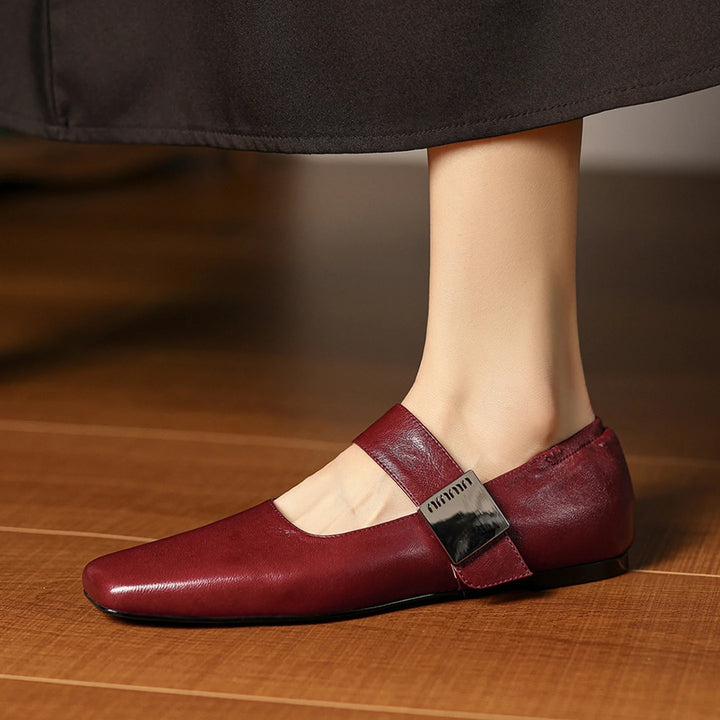 Verena Square Toe Leather Flats