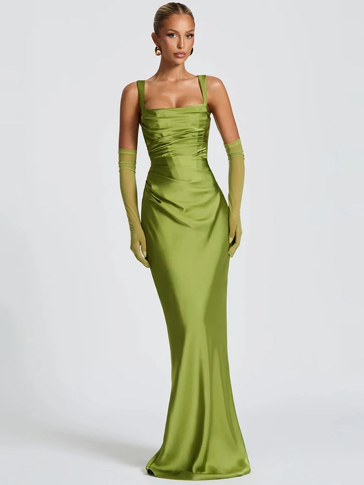 Sirena Draped Satin Maxi Dress