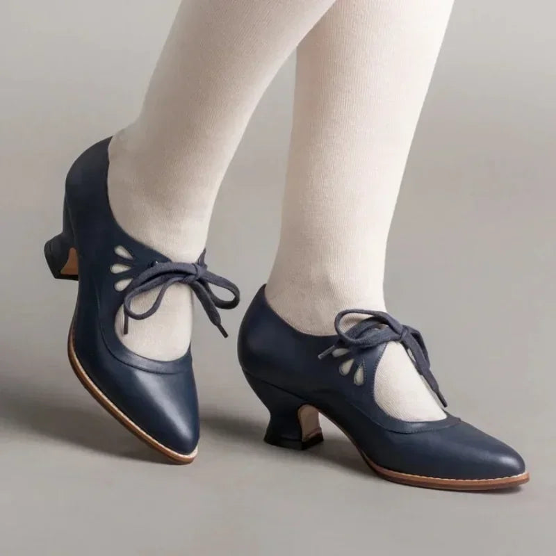 Farfalla Lace-Up Mary Jane Pumps