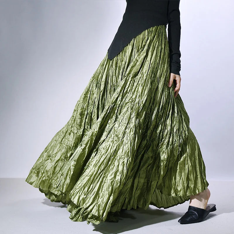 Cascade Pleat Maxi Skirt