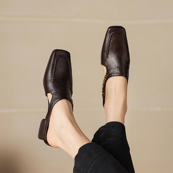 Catena Square-Toe Leather Mules