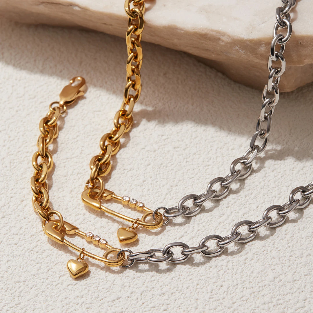 Spilla Safety Pin Two-Tone Necklace