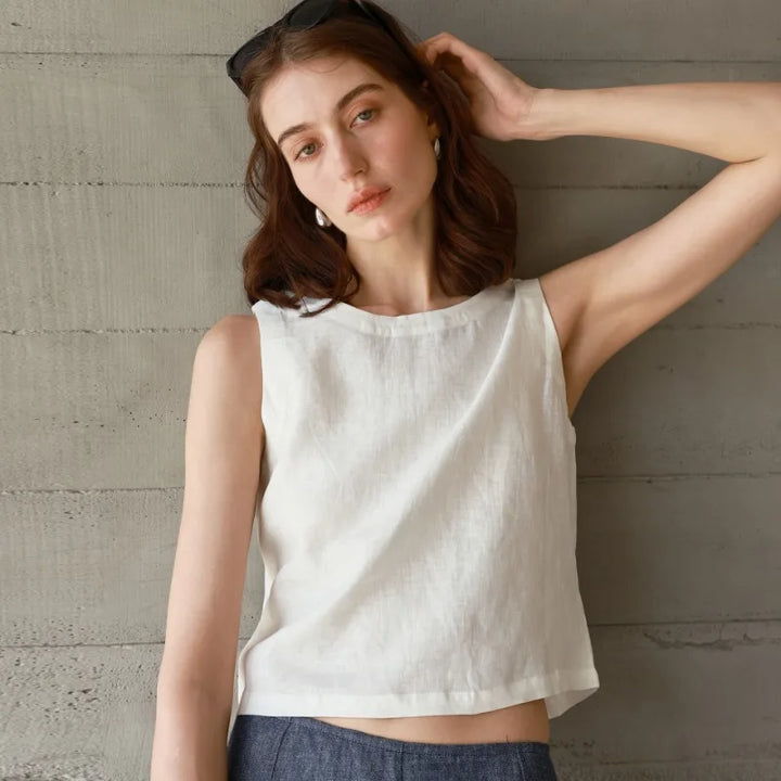 Claudette Linen Crop Tank