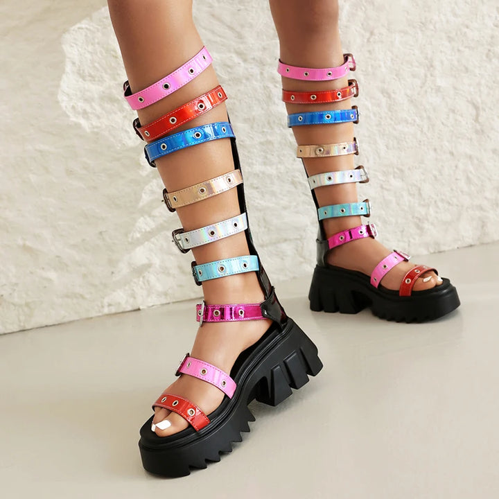 Arcobaleno Gladiator Platform Sandals