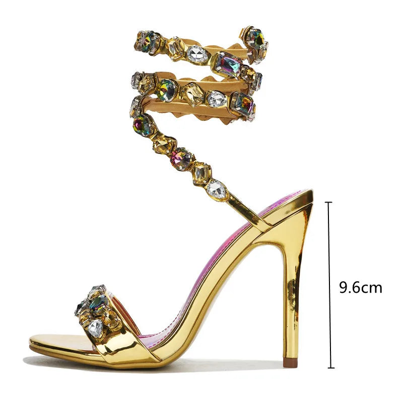 Serafina Crystal Wraparound Sandals