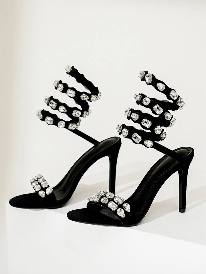 Serafina Crystal Wraparound Sandals