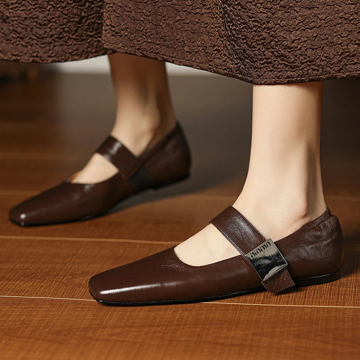 Verena Square Toe Leather Flats