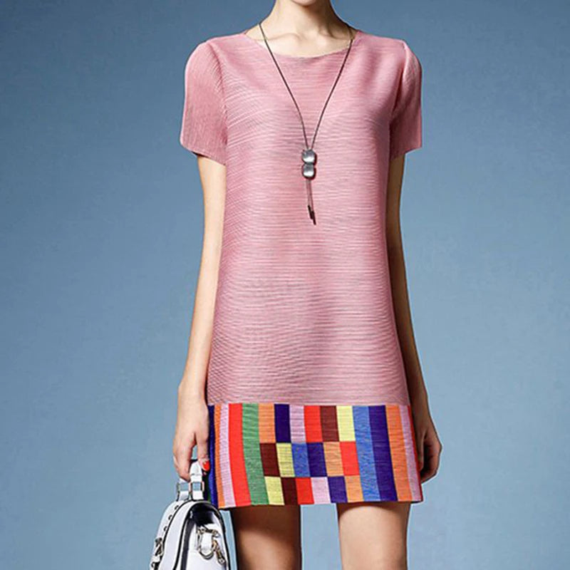 Mosaica Colorblock Pleated Dress
