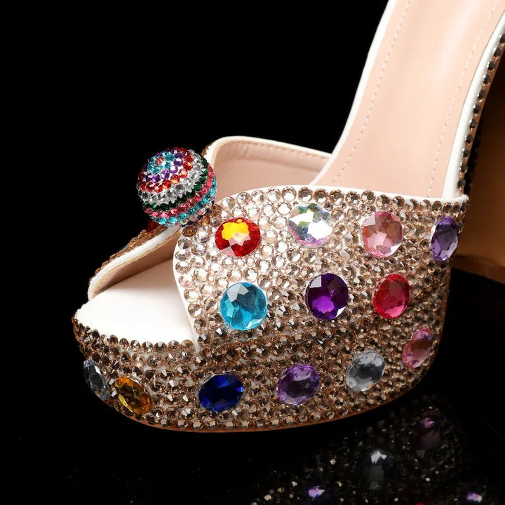 Gemmata Rhinestone Platform Sandals