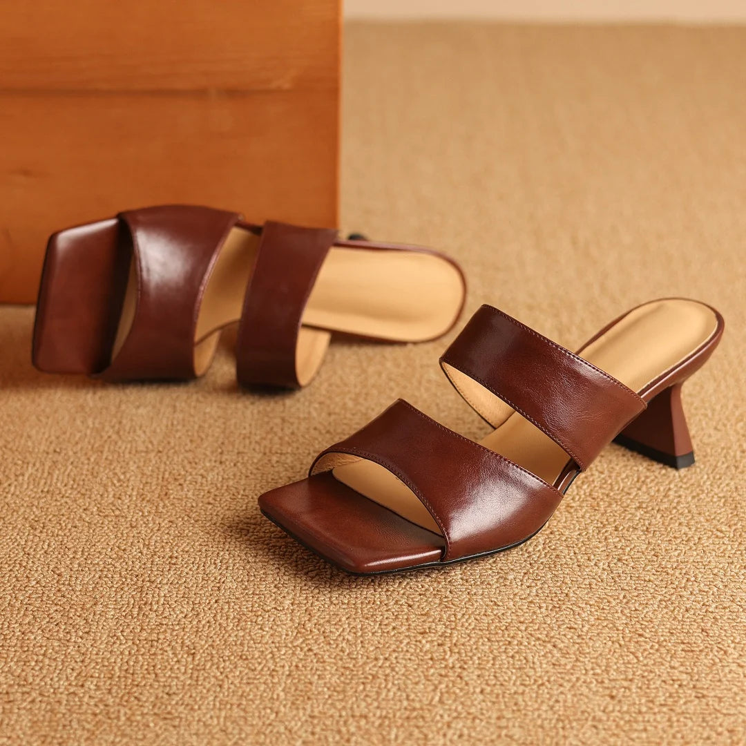 Calice Twin Strap Leather Mules