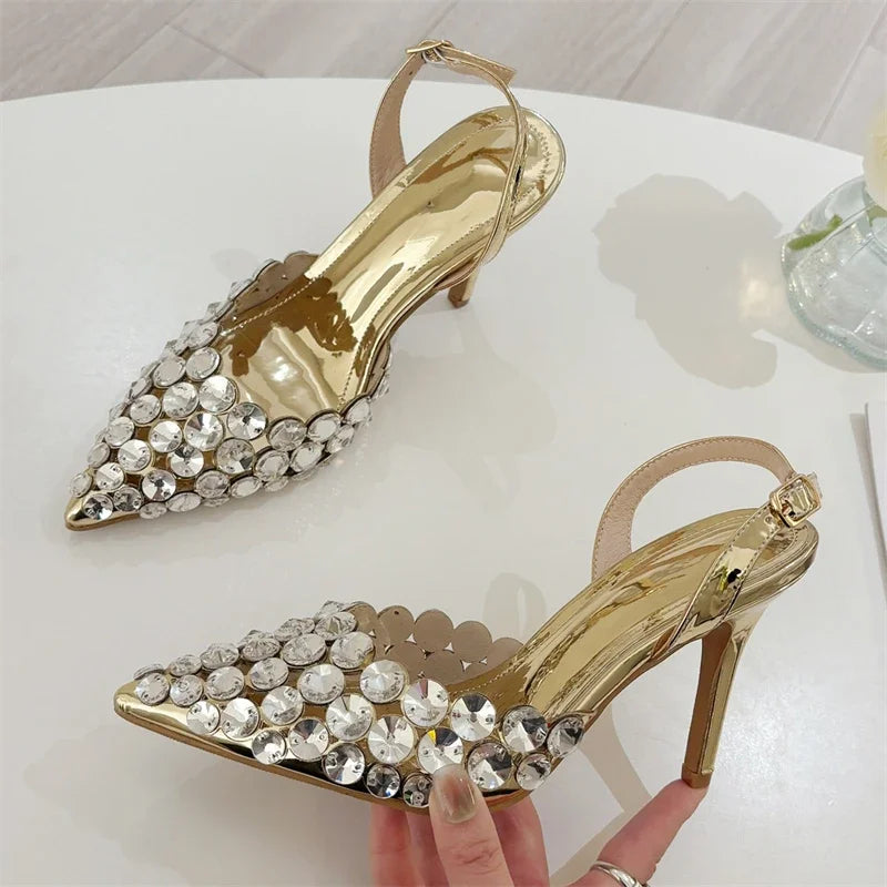 Diamante Rhinestone Slingback Heels