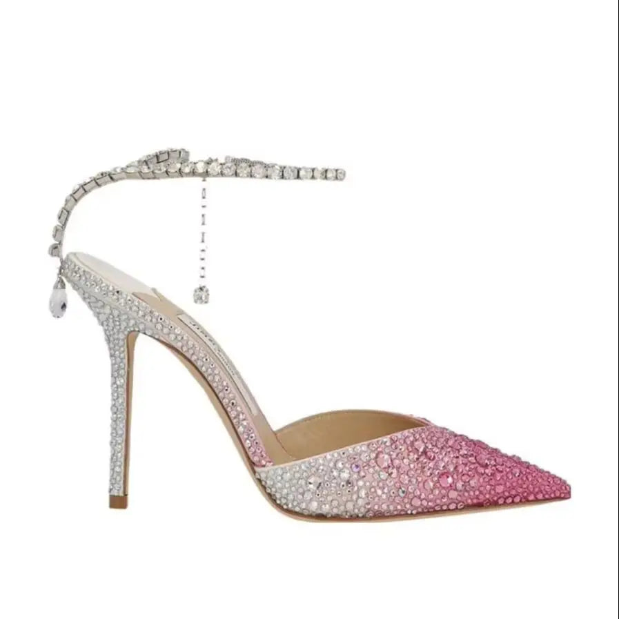 Cristalla Rhinestone Ankle Strap Pumps