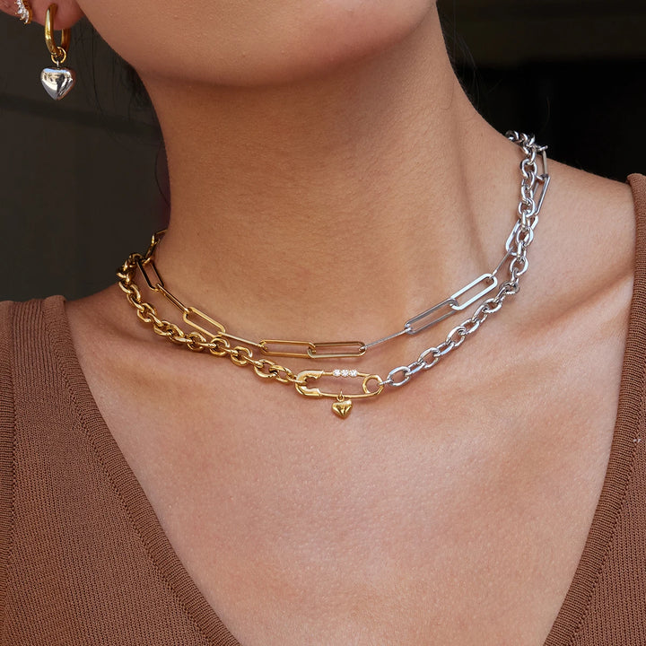Spilla Safety Pin Two-Tone Necklace