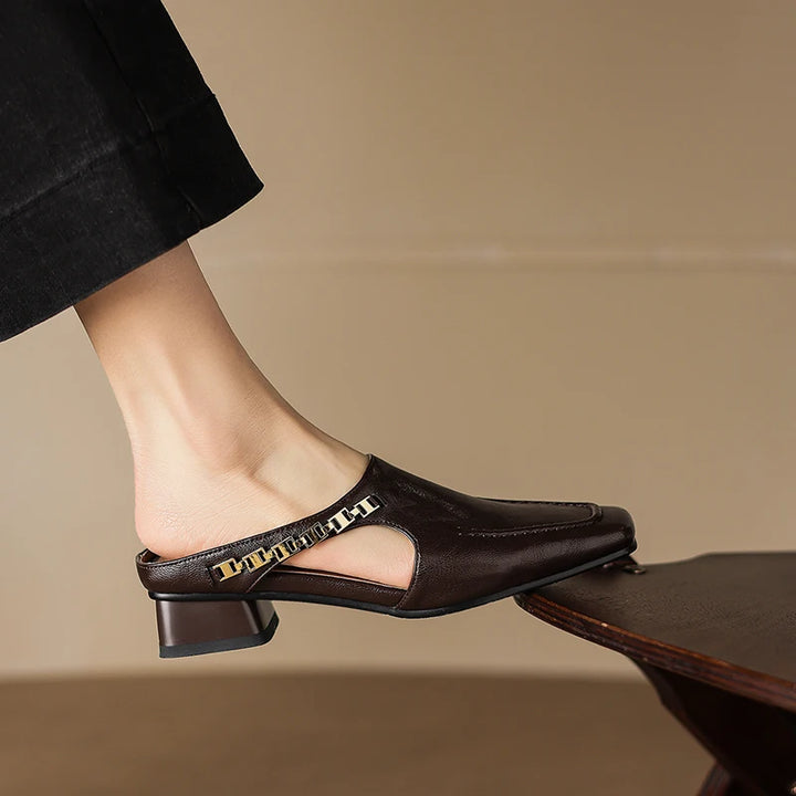 Catena Square-Toe Leather Mules