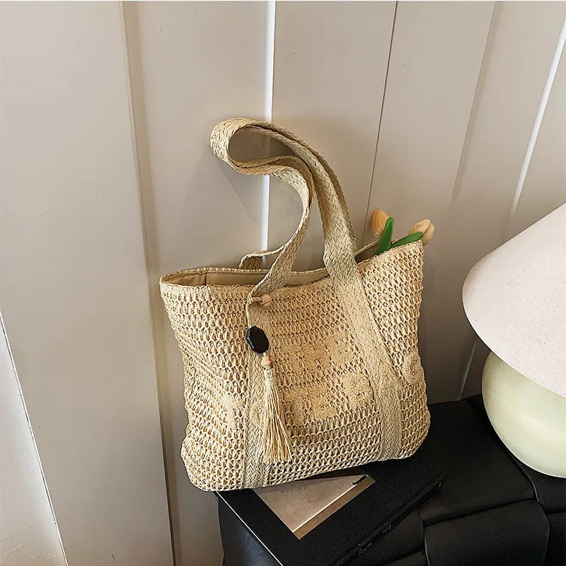 Raffia Weave Straw Tote