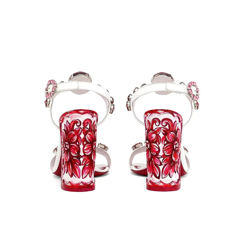 Maiolica Painted Block-Heel Sandals