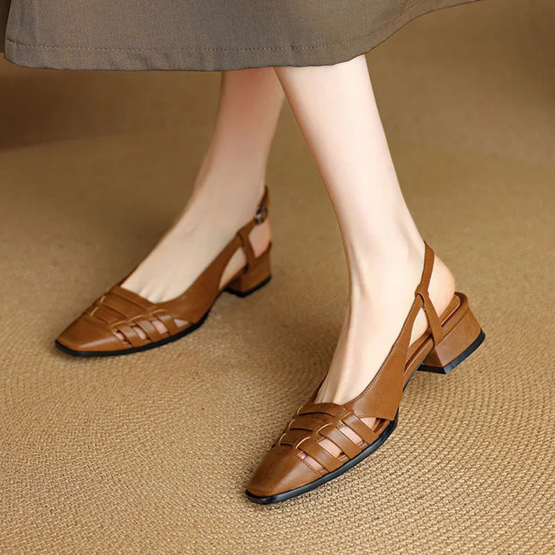 Gabbietta Caged Leather Slingbacks