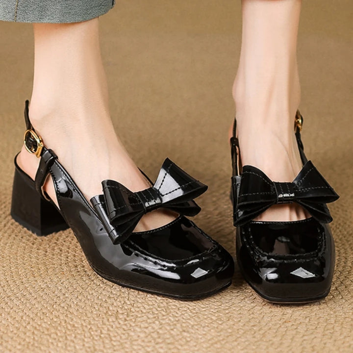 Valette Patent Bow Slingbacks