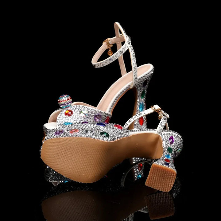 Gemmata Rhinestone Platform Sandals