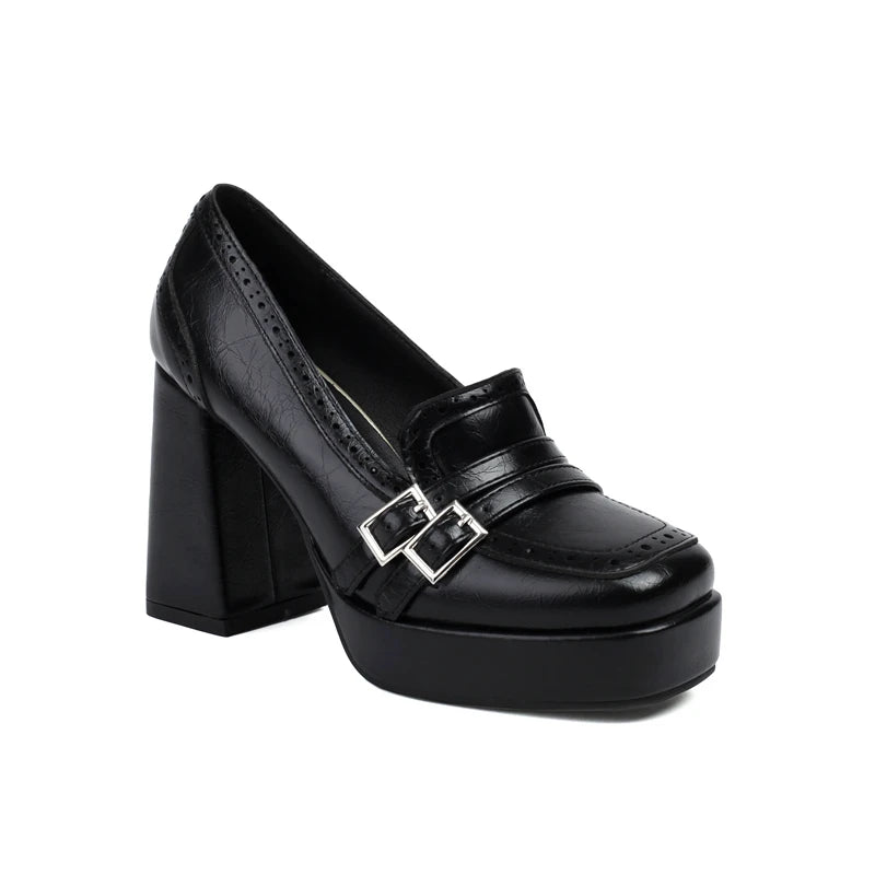Traforata Double-Buckle Platform Loafers