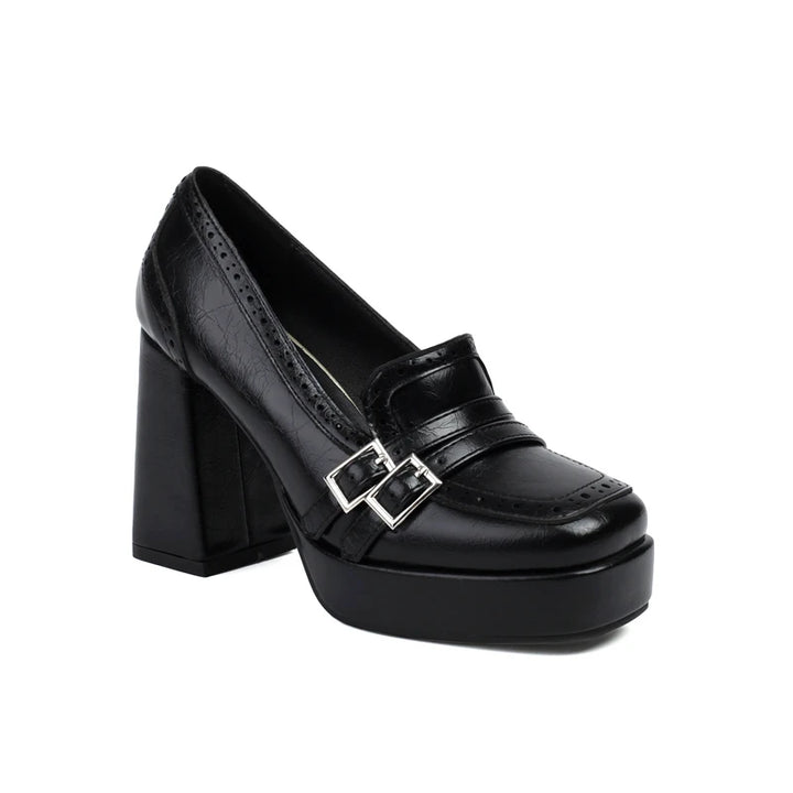 Traforata Double-Buckle Platform Loafers