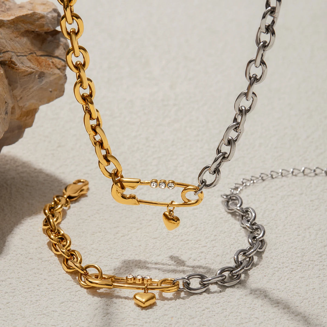 Spilla Safety Pin Two-Tone Necklace