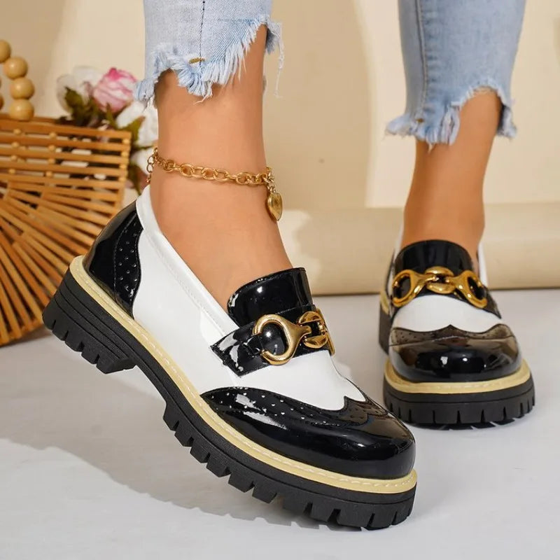 Bicolore Brogue Platform Loafers