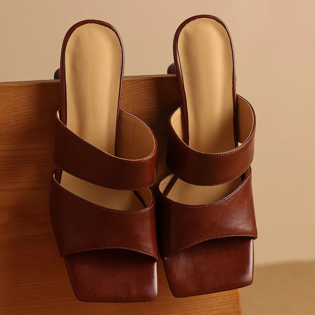 Calice Twin Strap Leather Mules
