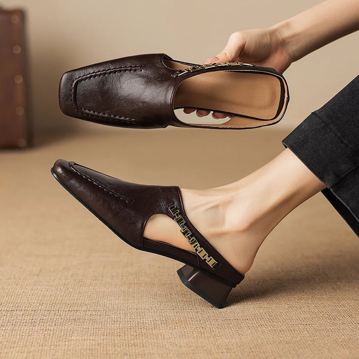 Catena Square-Toe Leather Mules
