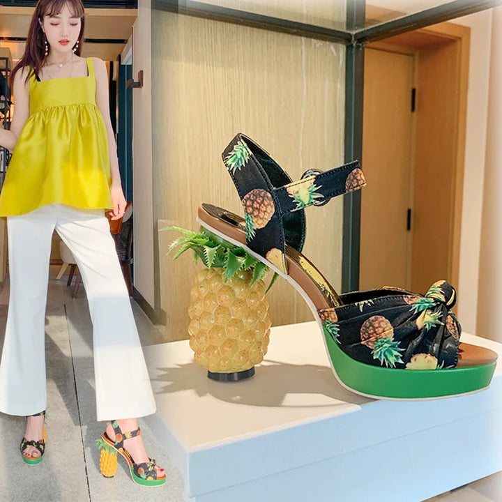 Ananasso Pineapple-Heel Platform Sandals