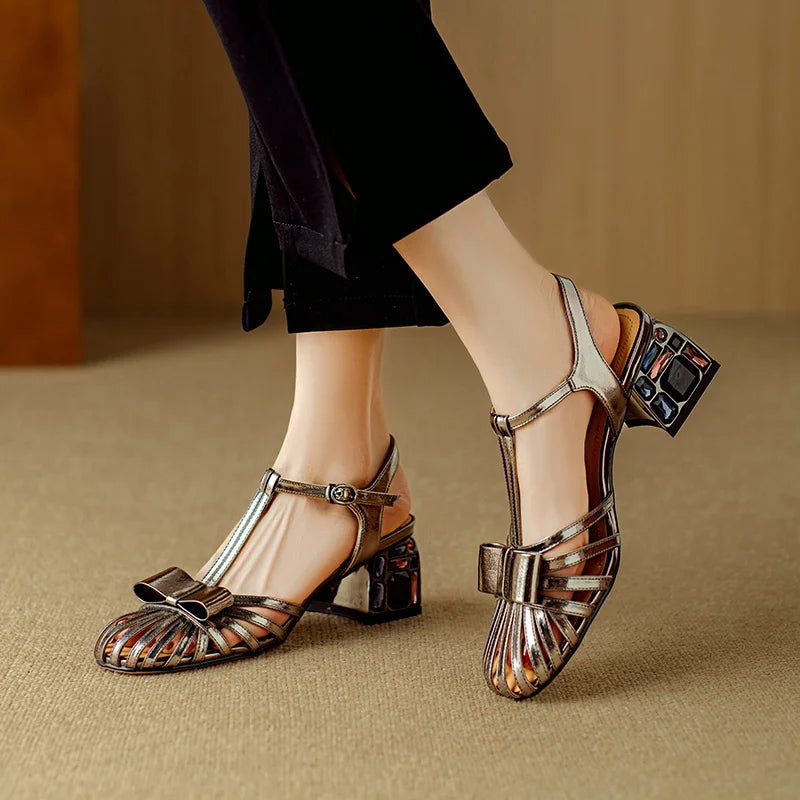 Bellamira Crystal Leather Sandals