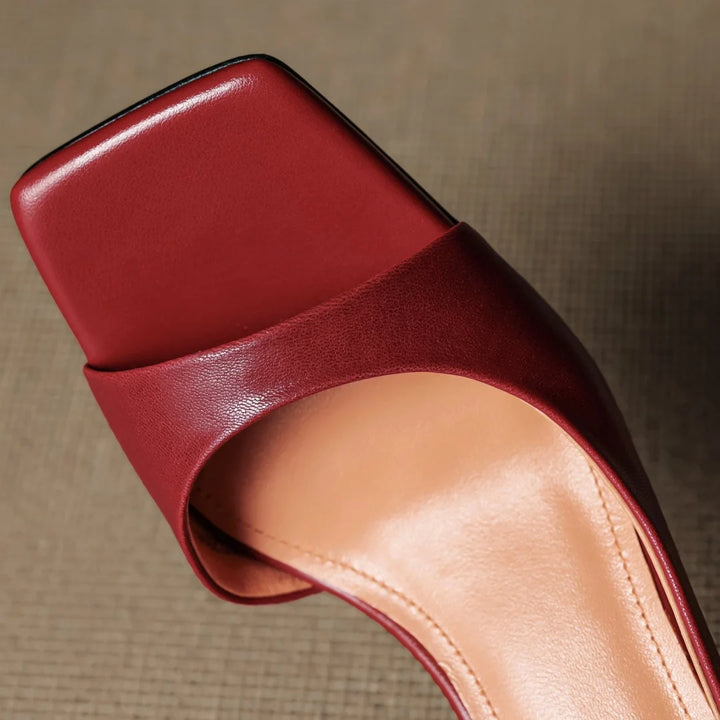Francesca Open-Toe Leather Pumps