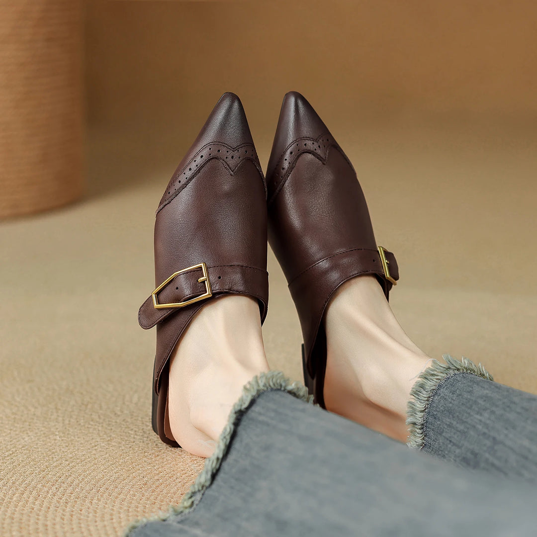 Brionne Brogue Leather Mules