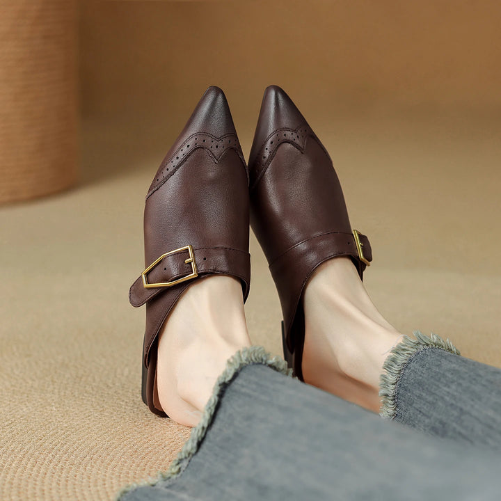 Brionne Brogue Leather Mules