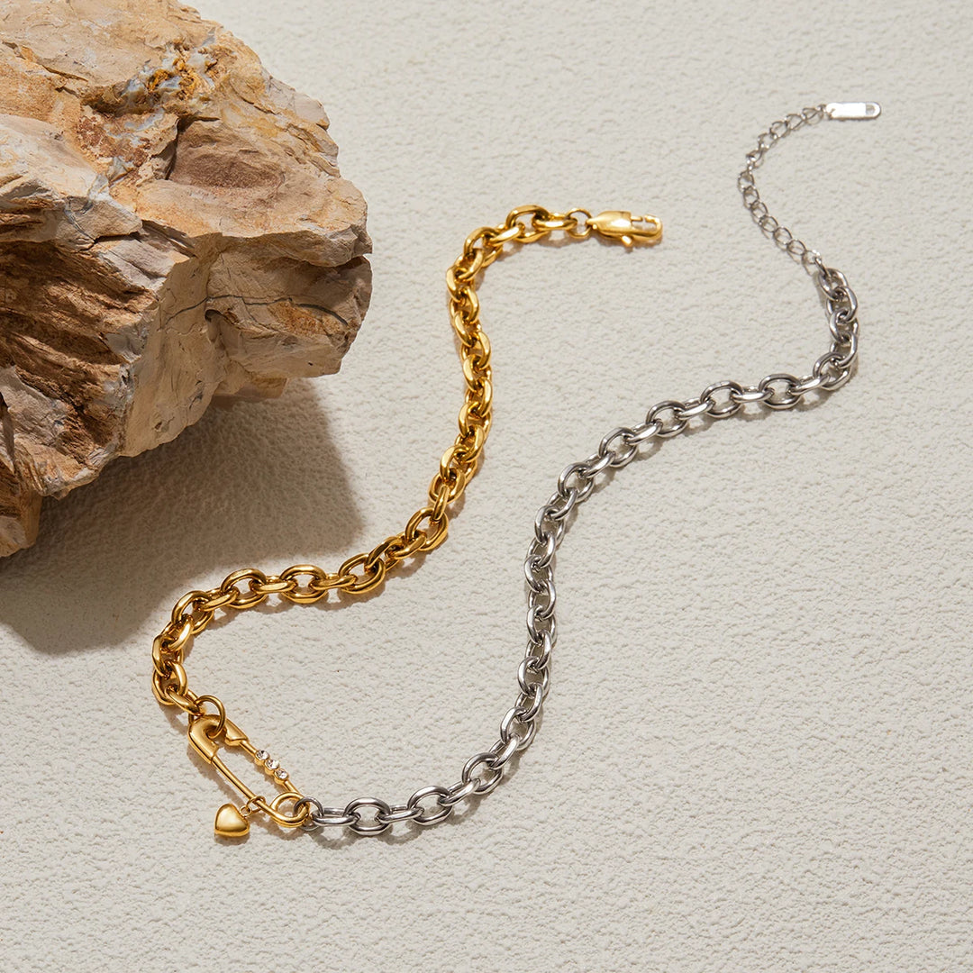Spilla Safety Pin Two-Tone Necklace