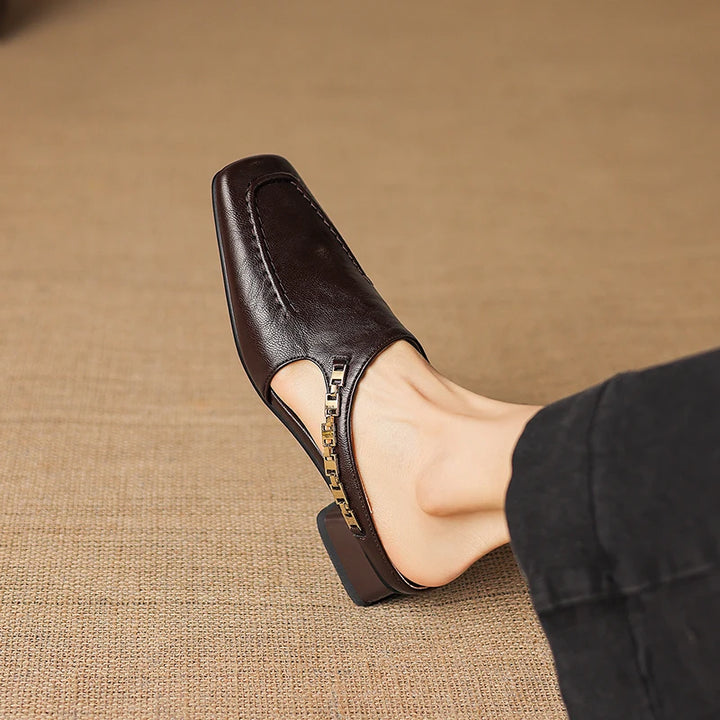 Catena Square-Toe Leather Mules