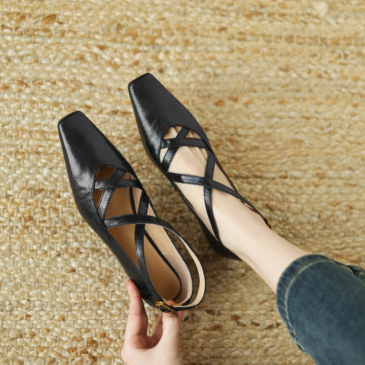 Vittoria Leather Crossband Heels