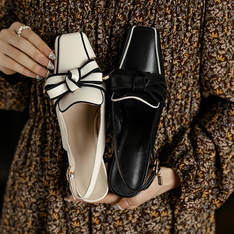 Doppio Fiocco Leather Heels