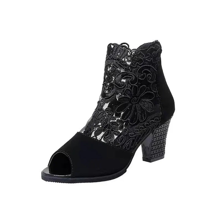 Fiorella Lace Peep-Toe Booties