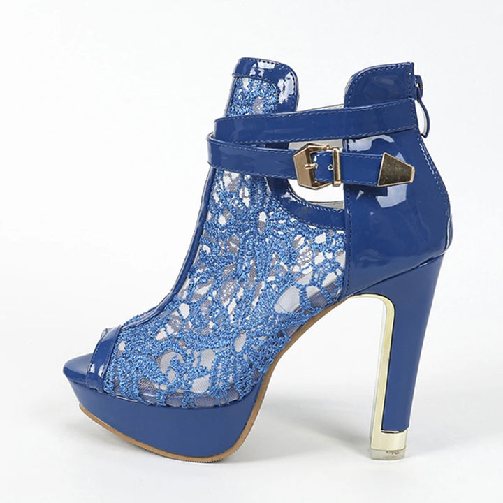Pizzo Floral Lace Peep-Toe Booties