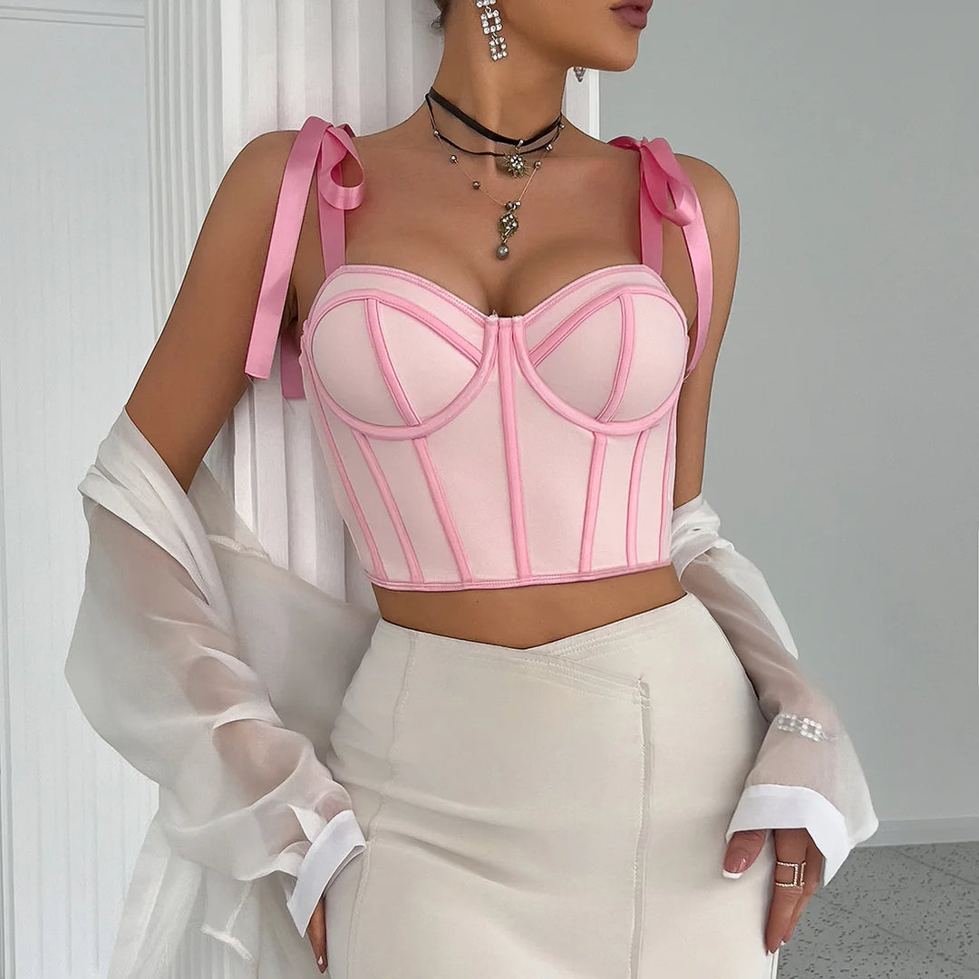 Costina Boned Ribbon Corset Top