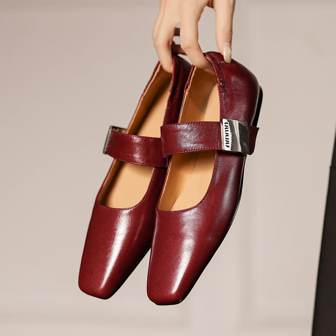 Verena Square Toe Leather Flats