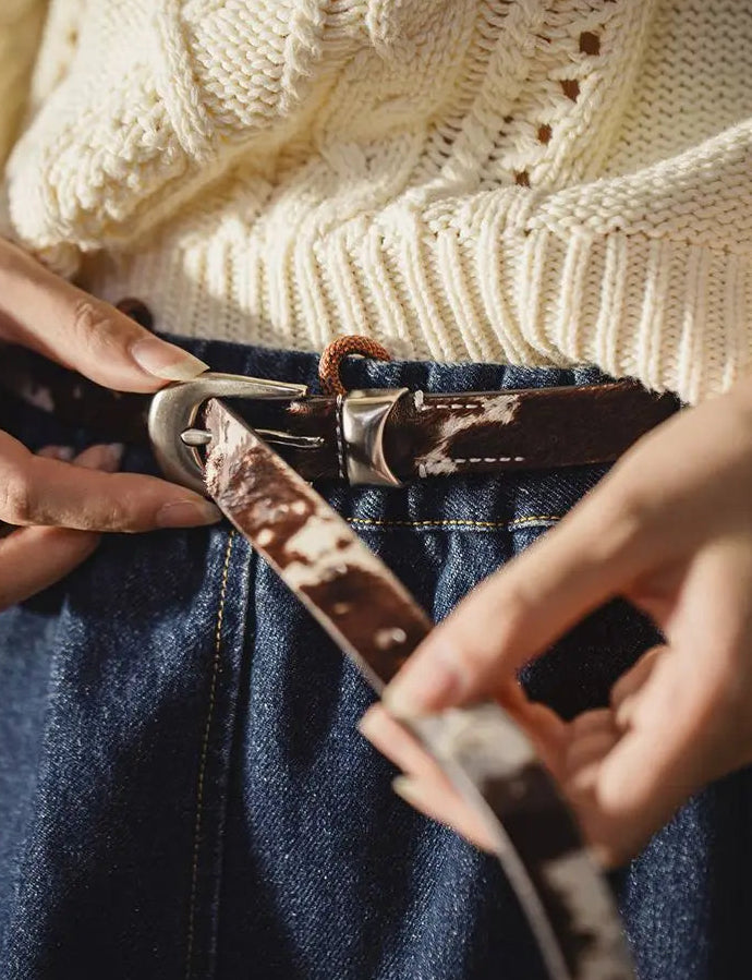 Brindle Slim Leather Belt