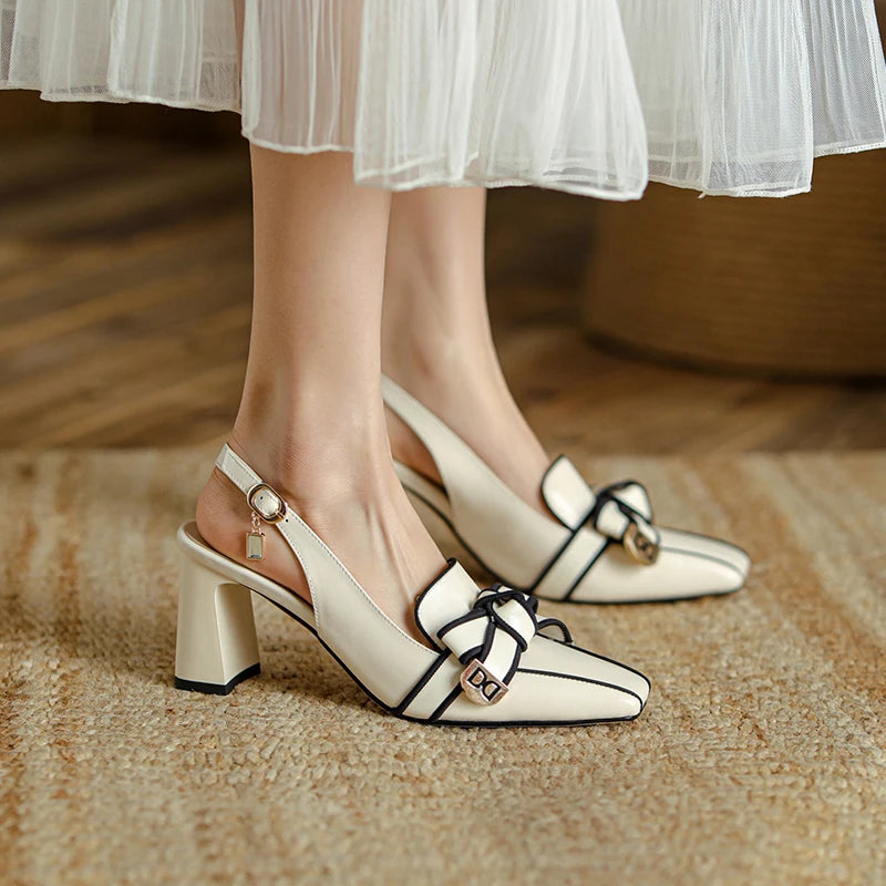 Doppio Fiocco Leather Heels
