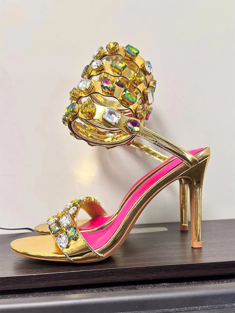 Serafina Crystal Wraparound Sandals