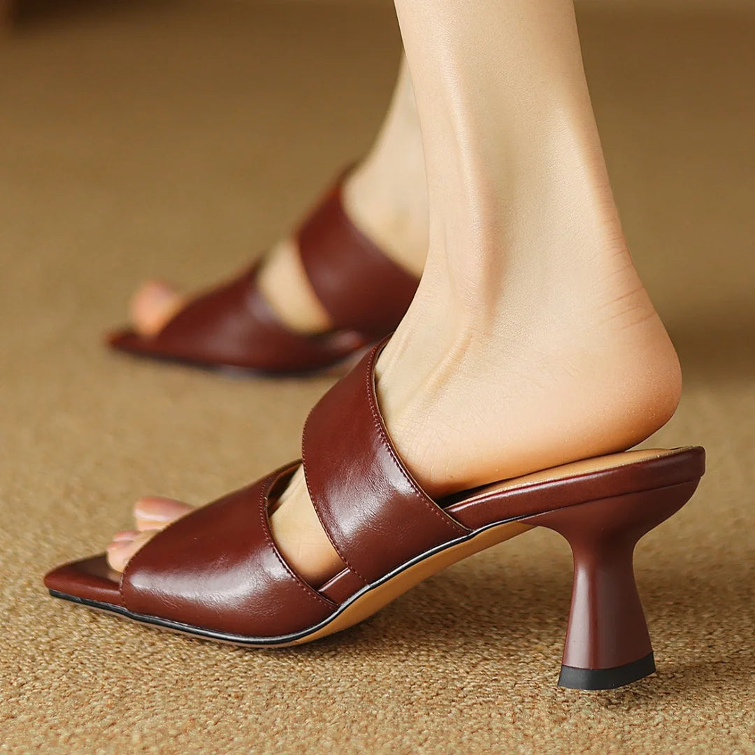 Calice Twin Strap Leather Mules