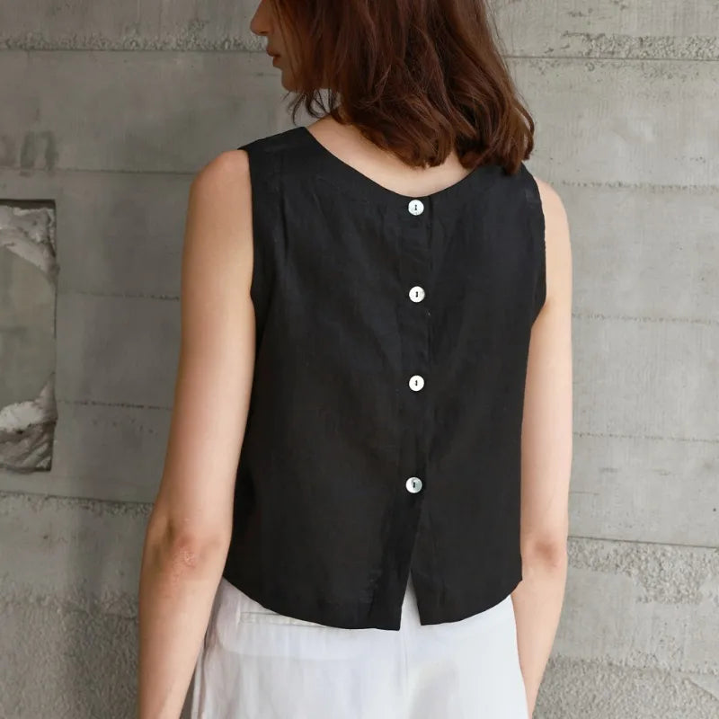 Claudette Linen Crop Tank